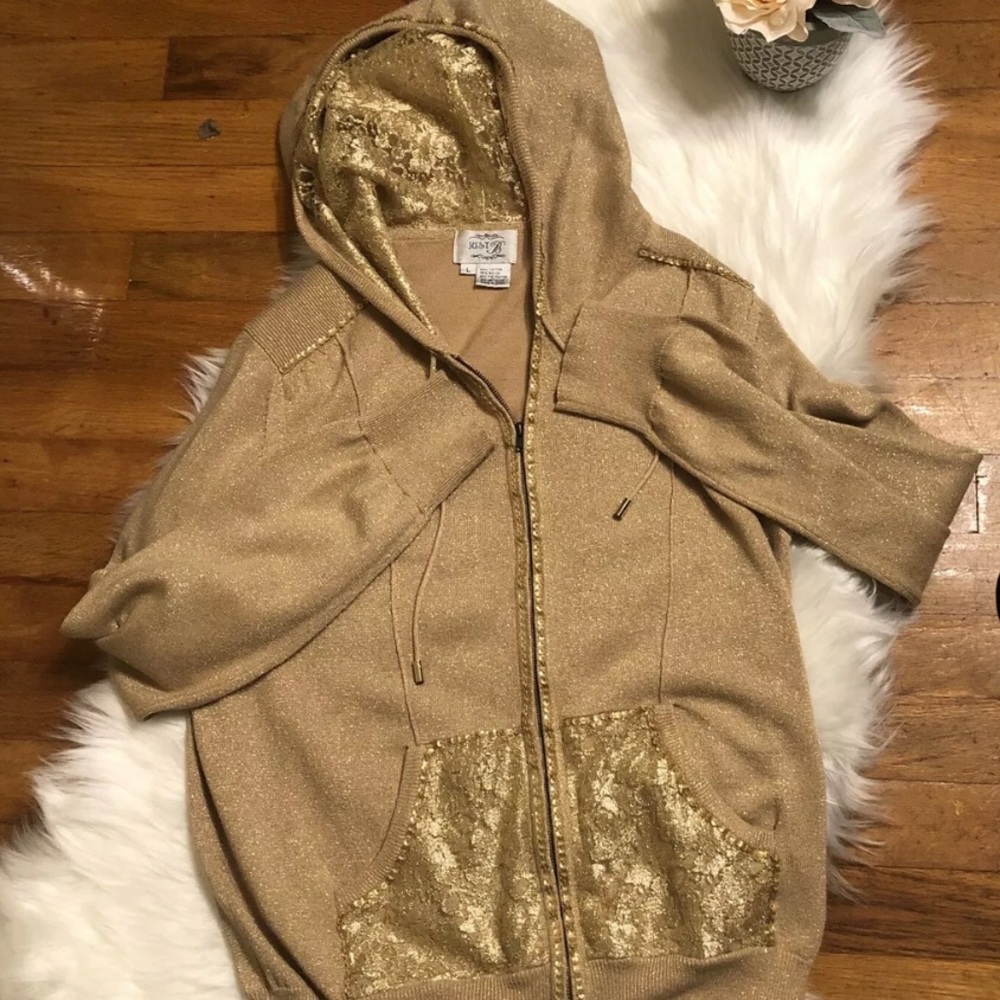 Just B Gold Embossed Hoodie Size L